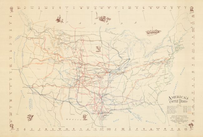 Antique map chart: - America s Cattle Trails