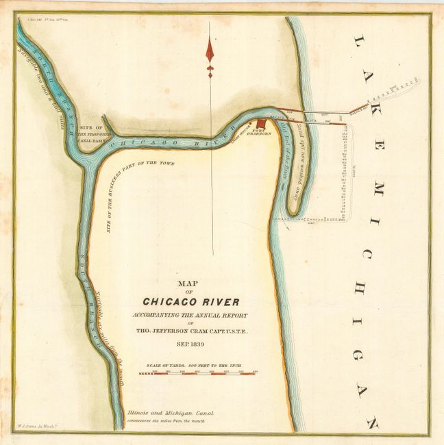 Antique map chart: - Map of Chicago River Accompanying the Annual ...