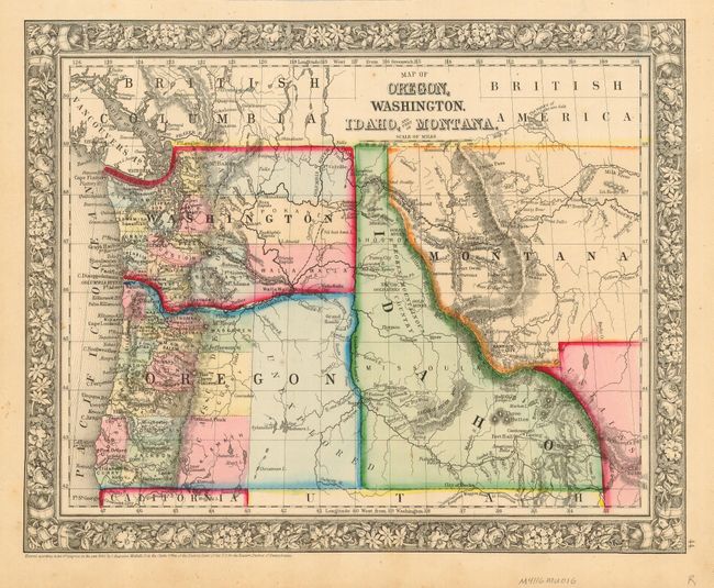 Antique map chart: - Map of Oregon, Washington, Idaho, and Part of Montana