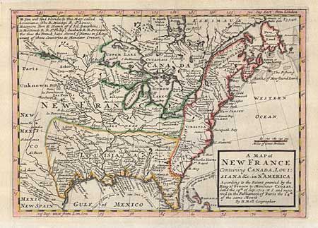 Antique map chart: - A Map of New France Containing Canada, Louisiana ...