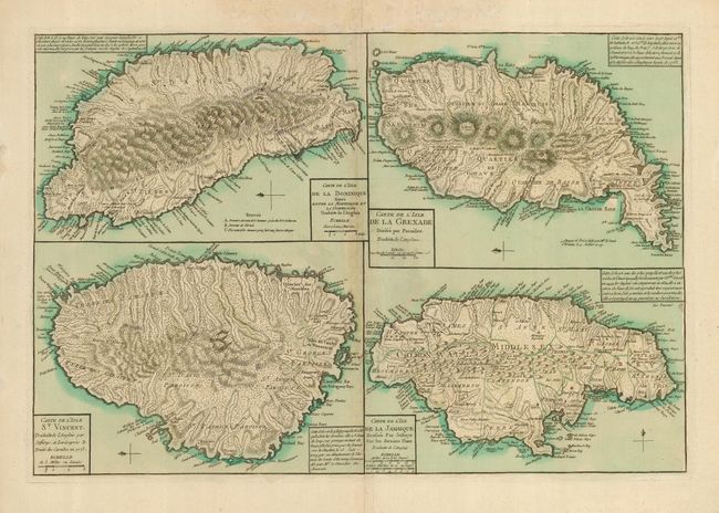Old World Auctions Auction 1 Lot 379 Carte De L Isle De La Dominique On Sheet With Carte De L Isle De La Grenade And Carte De L Isle St Vincent And