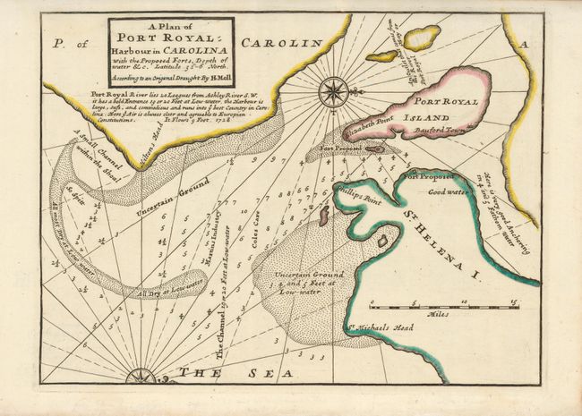 A Plan of Port Royal Harbour in Carolina With the Proposed Forts, Depth of Water &c.  Latitude 32 - 6' North