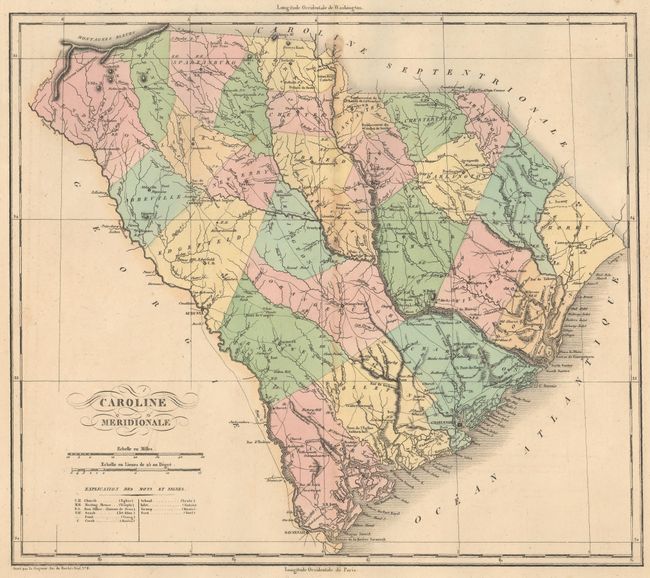 Carte Geographique, Statistique et Historique de la Caroline du Sud