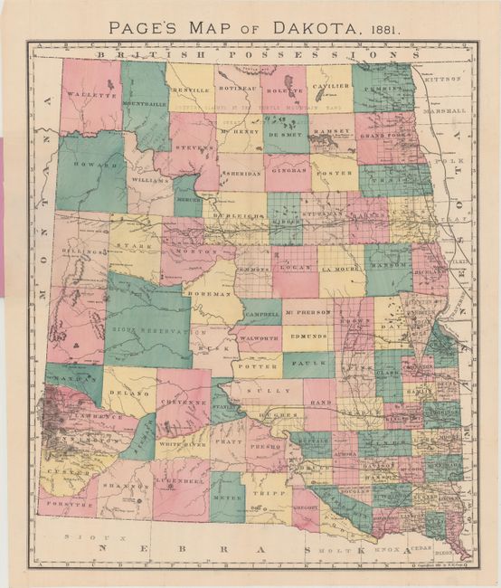 Old World Auctions - Auction 167 - Lot 122 - Page's Map of Dakota, 1881