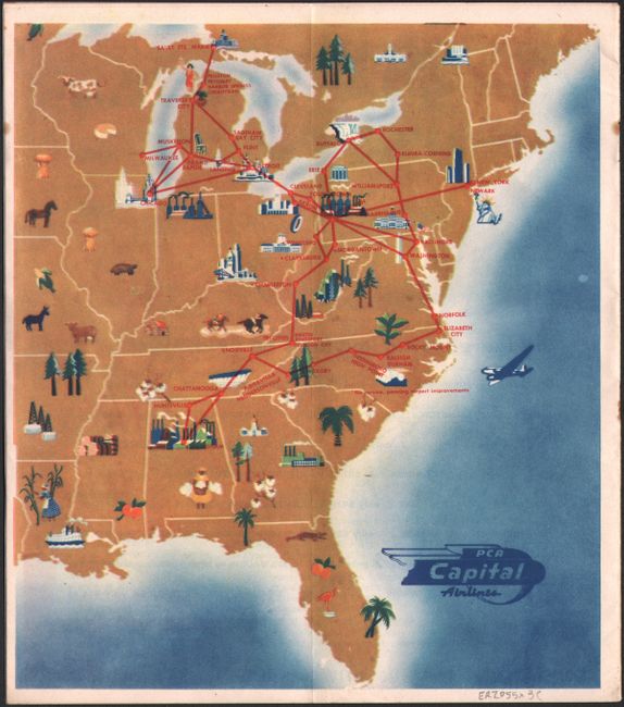 Old World Auctions Auction 174 Lot 137 Lot Of 3 Piedmont Airlines Route Map And The 2078