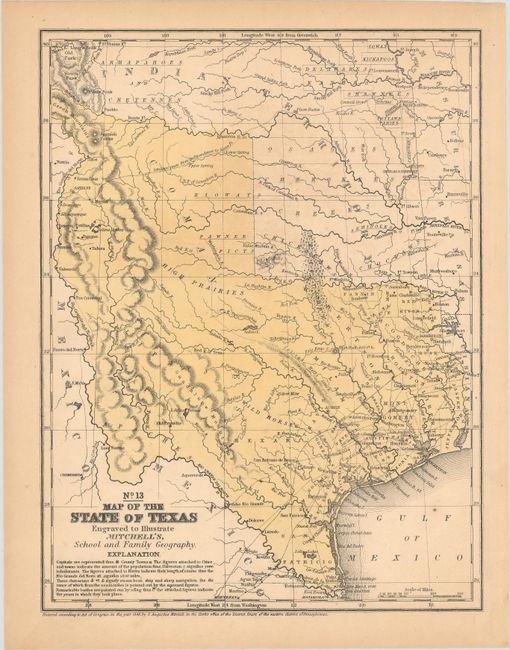 No. 13 Map of the State of Texas Engraved to Illustrate Mitchell's School and Family Geography