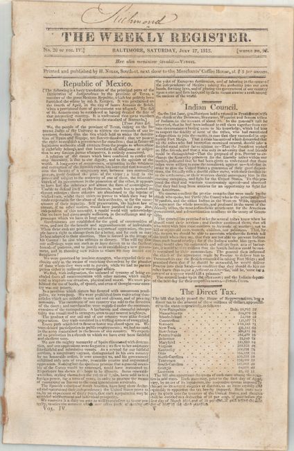 [Lot of 11 - The Weekly Register on the First Texas Revolution]