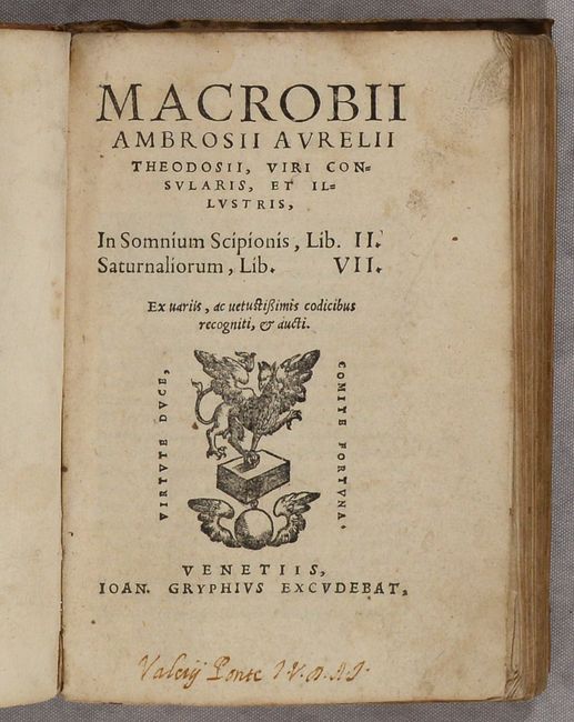 Old World Auctions - Auction 190 - Lot 29 - Macrobii Ambrosii Aurelii ...